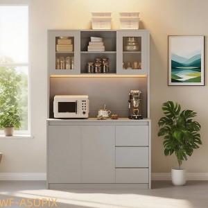 71" Tall Kitchen Pantry Cabinet with Adjustable Shelves, Microwave Space & Charging Station - 1 of 4