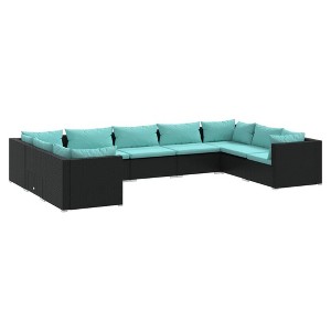 vidaXL Garden Lounge Set Black, Water blue - 1 of 4