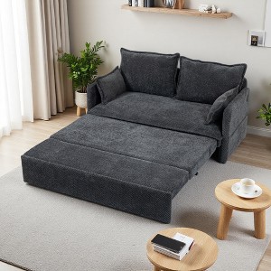 59.5" Chenille 2-in-1 Sofa Bed with Storage & USB/Type-C Ports - 1 of 4