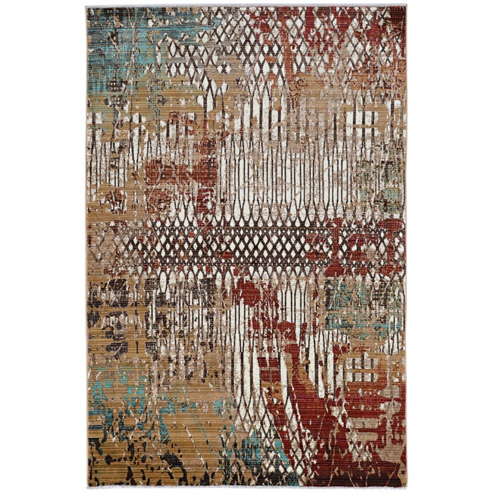 8'x11' Illusions Fence Rug Beige/Burgundy - Linon
