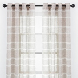 Chanasya 2pk Faux Linen Shimmer Textured Sheer Window Curtain Panels - Set of 2 - 1 of 4