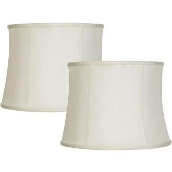 Imperial Shade Set of 2 Creme White Medium Drum Lamp Shades 14" Top x 16" Bottom x 12" High (Spider) Replacement with Harp and Finial