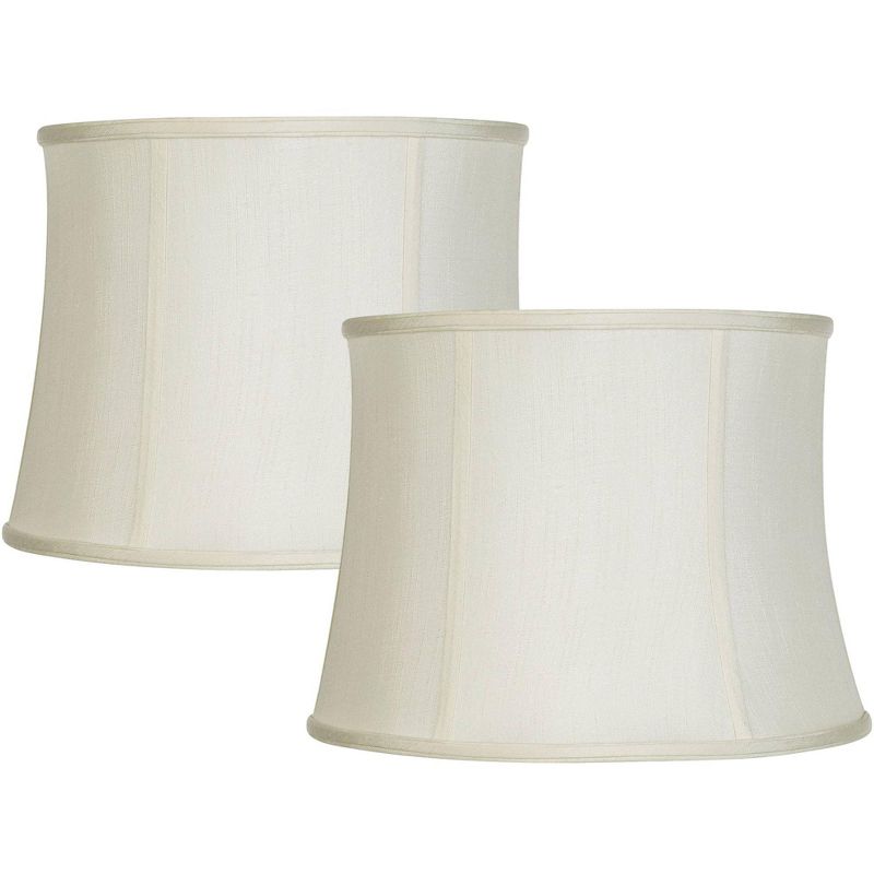 Imperial Shade Set of 2 Creme White Medium Drum Lamp Shades 14" Top x 16" Bottom x 12" High (Spider) Replacement with Harp and Finial, 1 of 10