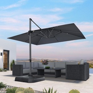 PURPLE LEAF 10' X 13' Patio Umbrella Outdoor Cantilever Rectangle Umbrella Aluminum Umbrella with 360-degree Rotation for Garden Pool Patio - 1 of 4