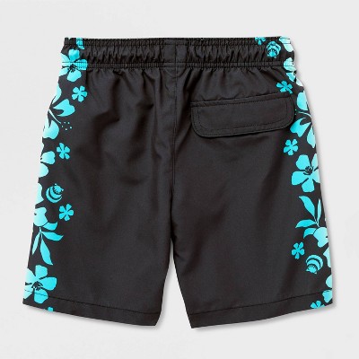 Cat & Jack Boys' Ombre Hibiscus Side Seam Swim Trunks – Cat & Jack™ Black/Green/Blue L — фото 3