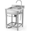 32x20x22 Inch Stainless Steel Utility Sink with Cold and Hot Water Pipe and Faucet for Restaurant Laundry Room Bathroom Garage Garden - 4 of 4