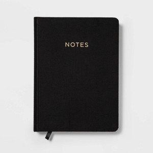 240 Sheet College Ruled Journal 7.75"x5.5" Black Linen - Threshold™: Hard Cover, Acid-Free, Rounded Corners, Foil Accent - 1 of 3