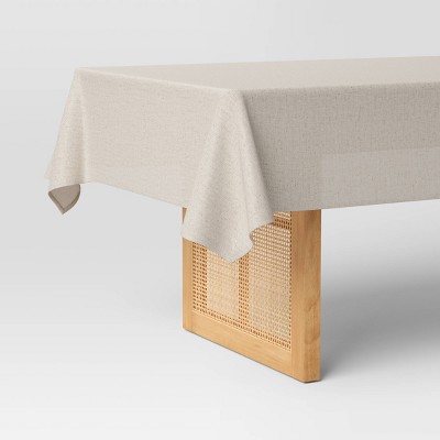 104"x60" Linen Blend Tablecloth Cream - Threshold™: Solid Rectangle, Cotton & Linen, Machine Washable