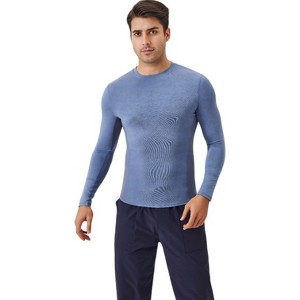 Anna-Kaci Active Men's Long Sleeve Performance Shirt with Seamless Stretch Fabric and Crew Neck Design - 1 of 4
