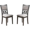 DOMETOUR Dining Room Furniture Grey Finish Set of 2 Side Chairs Cushion Seats Unique Back Kitchen Breakfast Chairs - 3 of 4