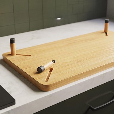 Prosumer's Choice Bamboo Stove Top Cover Board with Adjustable & Removable Feet - Beige