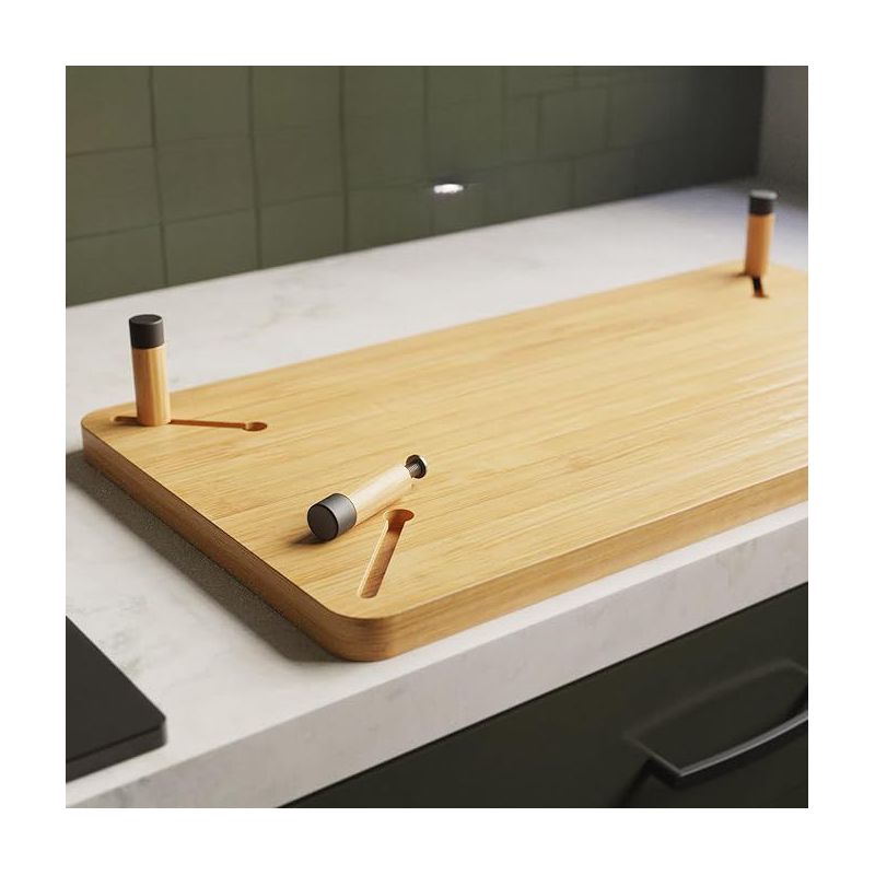 Prosumer's Choice Bamboo Stove Top Cover Board with Adjustable & Removable Feet - Beige, 3 of 4