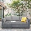 Lviden Wicker Patio Couch, Outdoor 3-seat Sofa - 2 of 3