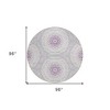 Lilac Purple And Ivory Floral Medallion Washable Indoor Outdoor Area Rug - 3 of 4