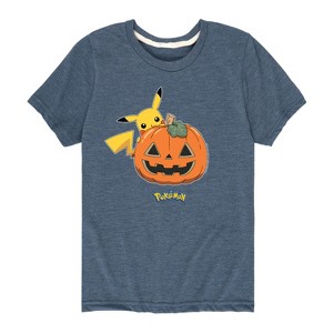 Boys' - Pokémon - Pikachu Halloween Jack O' Lantern Pumpkin Short Sleeve Graphic T-Shirt - 1 of 4