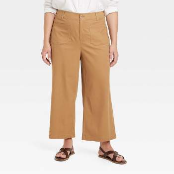 Women's High-Rise Linen Pleat Front Straight Pants - A New Day™ Tan 18