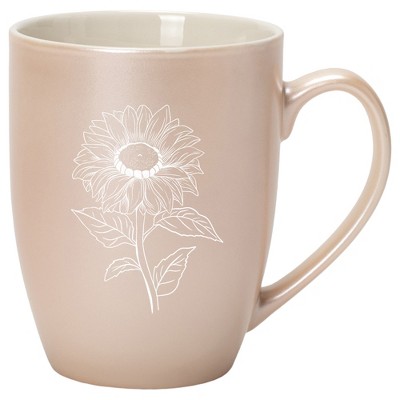 Elanze Designs 10 Ounce Metallic Finish New Bone China Tea Coffee Cup Mug� Precious Pearl Joyful Sunflower