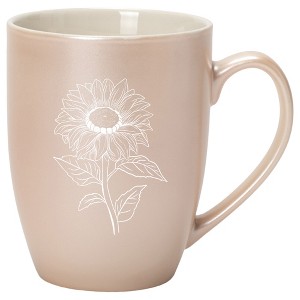 Elanze Designs 10 Ounce Metallic Finish New Bone China Tea Coffee Cup Mug� Precious Pearl Joyful Sunflower - 1 of 4