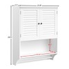 Lavish Home Wall-Mounted Bathroom Organizer with Shutter Doors and Towel Bar, White