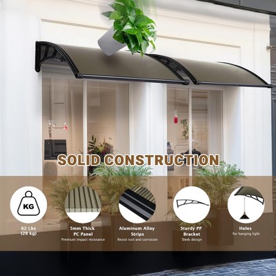 Yescom 80"x40" Brown and Black Polycarbonate Door Window Awning