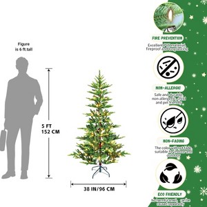 Gulches Green PreLit LED Full Artificial Christmas Tree Fir Artificial Christmas Tree with Steady Warm White Clear with Metal Stand - 1 of 4