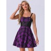Allegra K Women's Plaid Lace Up Sweetheart Neck Sleeveless Flared Party Mini Dress - 3 of 4