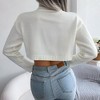 Short Knitted Sweater Pullover for Women Solid Long Sleeve Turtleneck Cropped Sweaters - 3 of 4