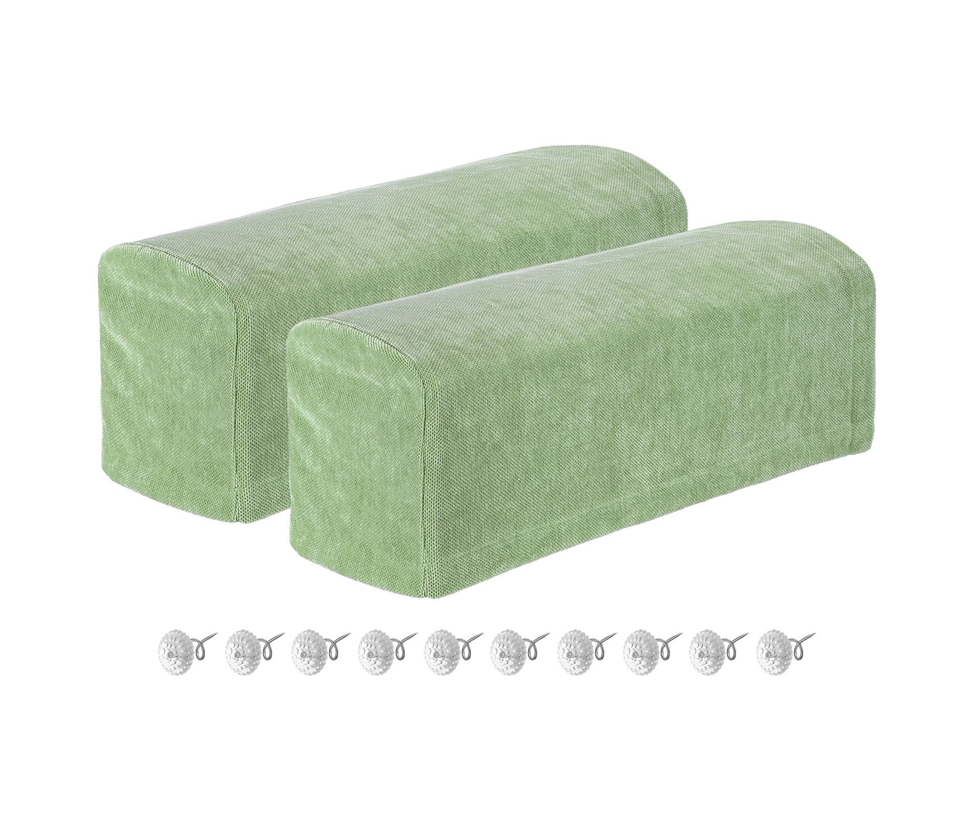 Unique Bargains Chenille Non Slip Scratch Resistant Soft Armchair Slipcovers with Twist Pins Green 2 Pcs