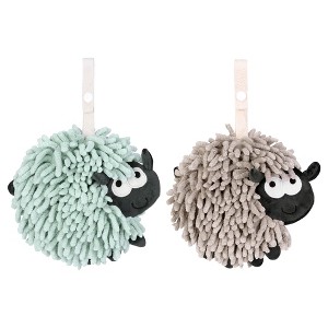 REGALWOVEN Cute Sheep Shape Chenille Soft Absorbent Hand Towels 2 Pcs - 1 of 4