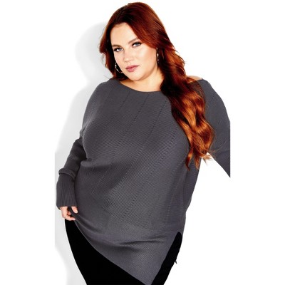 Women's Plus Size Lean In Sweater - smoke | CITY CHIC