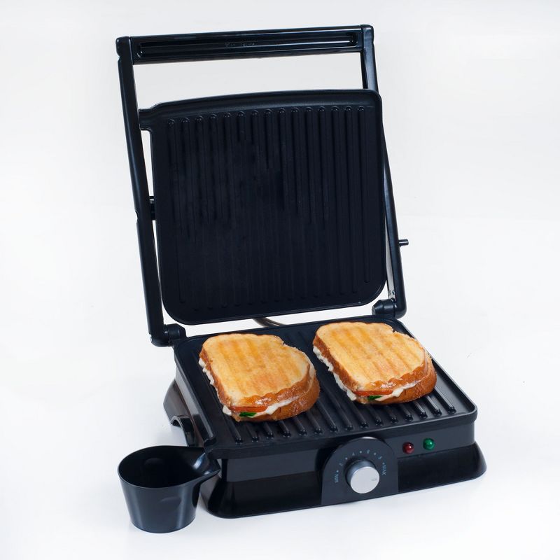Hastings Home Electric Panini Press, Indoor Grill, and Gourmet Sandwich Maker With Nonstick Plates - Black, 1 of 5
