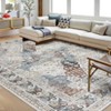 Washable Vintage Floral Living Room Rugs, Soft Non Slip Bedroom Carpet, Retro Accent Large Dining Room Rugs - 2 of 4