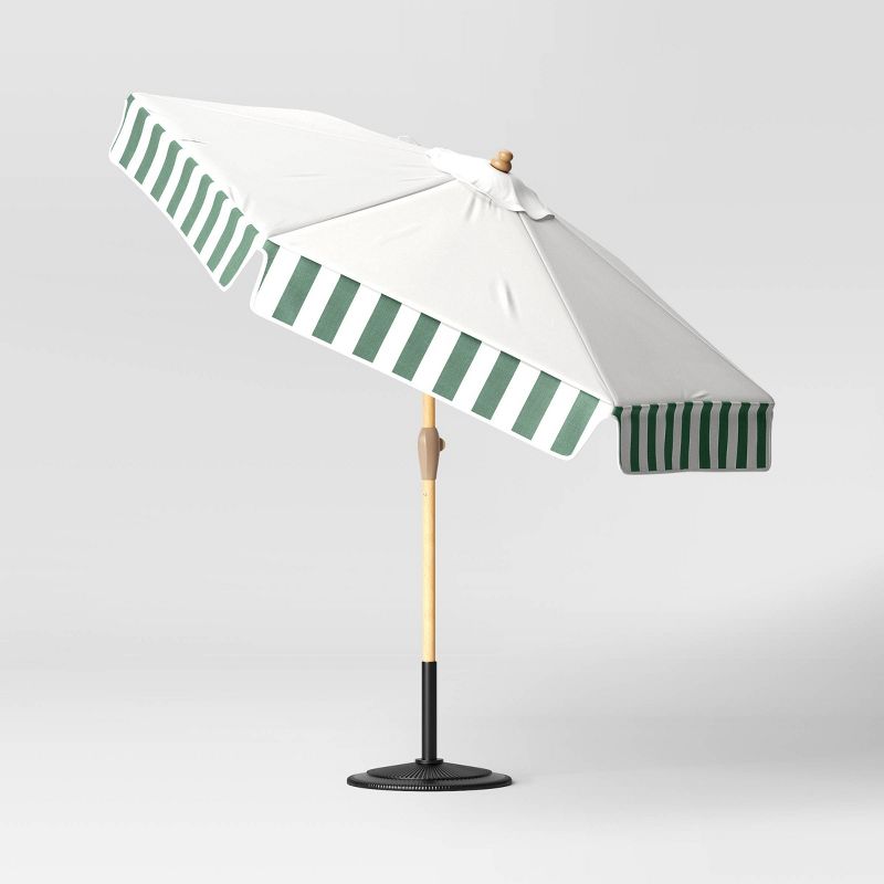 Round Valance Outdoor Patio Market Umbrella Green Sprinkle Stripe - Threshold™ designed with Studio McGee, 4 of 9