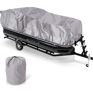 Pyle Heavy-Duty Boat Cover - Universal Fit, Waterproof, UV-Resistant, Marine Grade - Gray (PCVHP441) - 1 of 4