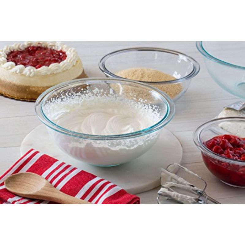 Pyrex Prepware 4-Quart Rimmed Mixing Bowl, Clear, Pack of 4, 4 of 5