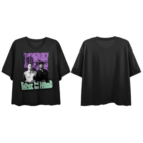 Boyz N The Hood Photo Logo Crew Neck Short Sleeve Women s Black Boyfriend Crop T shirt Large