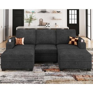 Belffin Compact U-Shaped 5-Seater Sectional - Modular Couch with Storage & Cup Holder - 1 of 4