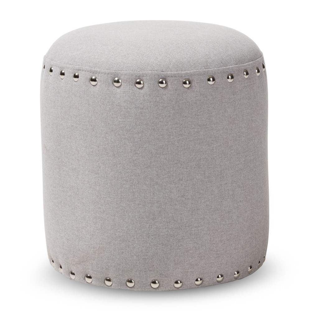 Photos - Pouffe / Bench Rosine Modern and Contemporary Fabric Upholstered Nail Trim Ottoman Light