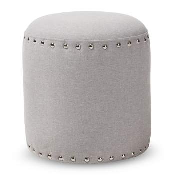 Rosine Modern and Contemporary Fabric Upholstered Nail Trim Ottoman - Baxton Studio