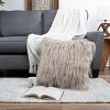 22-Inch Plush Pillow – Luxury Square Floor Pillow Insert and Shag Glam Cover Set– For Bedroom or Living Room by Lavish Home (Coffee) - 4 of 4