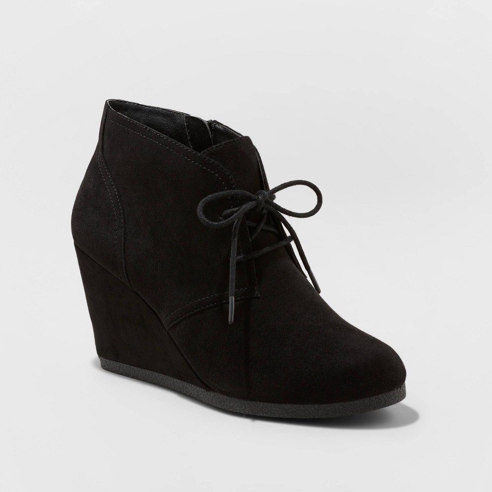Women's Bessie Microsuede Wide Width Wedge Bootie - Universal Thread Black 6W was $32.99 now $18.14 (45.0% off)