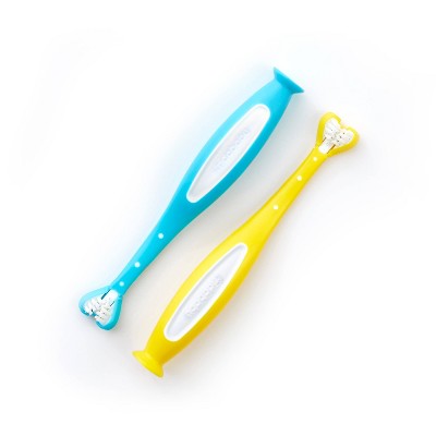 SmileFrida Toddler Toothbrush - 2pk Yellow/Blue