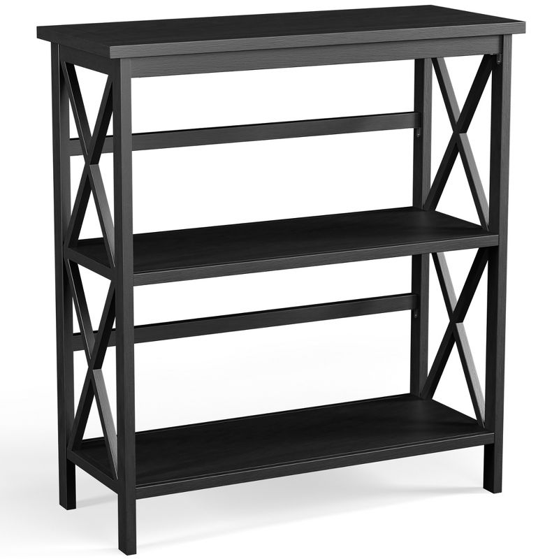 Costway 3-Tier Bookshelf Wooden Open Storage Bookcase for Home Office White\Black\Coffee\Natural, 1 of 11