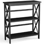 Costway 3-Tier Bookshelf Wooden Open Storage Bookcase for Home Office White\Black\Coffee\Natural