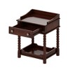Lyngins Retro Style Nightstand with Drawer & Open Shelf for Bedroom, Storage End Table for Living Room, Side Table with Turned Legs & Metal Handle - 4 of 4