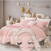 Boersma Three-piece Bedding Set With Solid Color Quilt Cover And Pillowcase,Brushed Super Soft And Machine Washable, Cute Pink Three-piece Set - 2 of 4