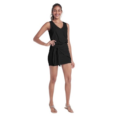 VENUS Womens V-Neck Side Wrap Mini Dress