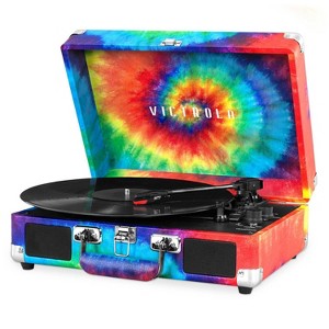Victrola Journey Bluetooth Suitcase Record Player with 3-Speed Turntable - Red/Blue/Green - 1 of 3