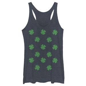 Women's Lost Gods St. Patrick's Day Four-Leaf Clover Print Racerback Tank Top - 1 of 4