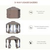 Resenkos Outdoor Garden Gazebo, Sunshade Gazebo Canopy,12' x 12' Round Outdoor Gazebo with Double Roof, Netting Sidewalls and Curtains, Zippered - 3 of 4
